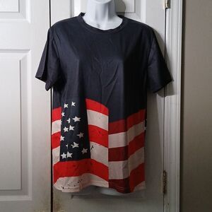 Patriotic american flag July 4th short sleeve shirt  Sz M